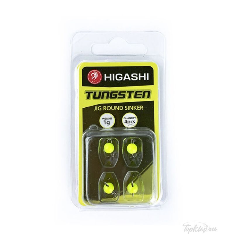 Грузила Higashi Jig Tungsten sinker R Fluo Yellow #1гр (set-4pcs)