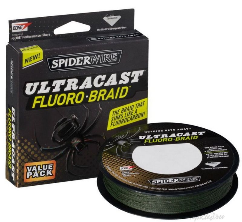 Шнур плетеный Spiderwire Ultracast Fluorobraid Green 270m 0,40mm 39,678kg