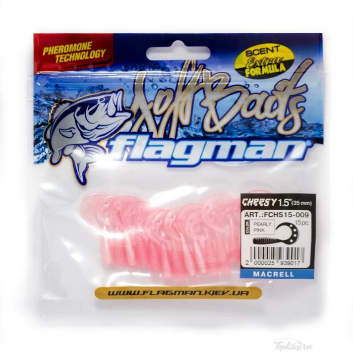 Мягкая приманка Flagman твистер Cheesy 1,5" pearly pink 15pc macrell