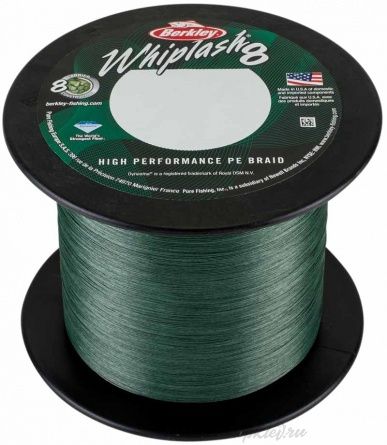 Шнур плетеный Berkley Whiplash 8 Green 2000m 0.14mm 19.2kg