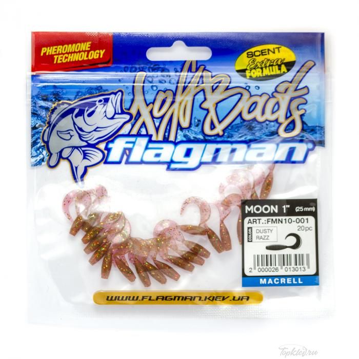 Мягкая приманка Flagman твистер Moon 1" dusty razz 20pc macrell