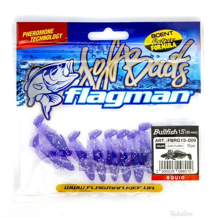Мягкая приманка Flagman виброхвост Bullfish 1,5" lilac flash 10pc squid