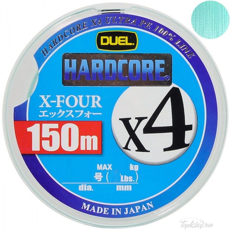 Шнур плетеный Duel PE Hardcore X4 150m MilkyGreen #0.6 (0.132mm) 5.4kg