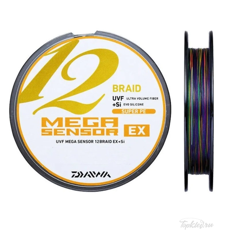 Шнур плетеный PE Daiwa Megasensor 12EX +SI 12 Braid #5 (200м, 39.7кг, 0.37мм) #5Color