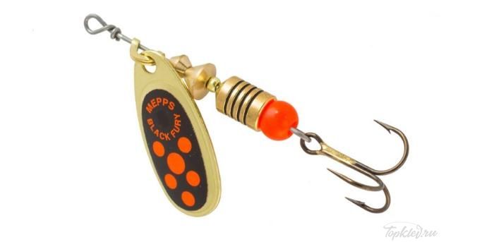 Блесна вращающаяся Mepps Black Fury 0, Gold/Orange ( уп.5шт.)