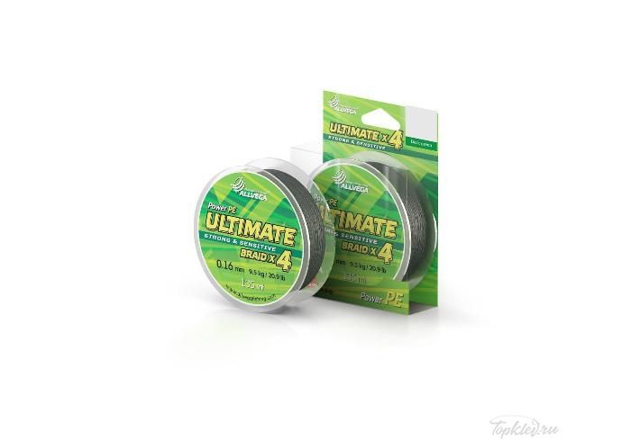 Шнур плетеный Allvega ULTIMATE 135м тёмно-зелёный 0,16мм (9,5кг)
