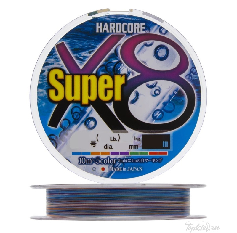 Шнур плетеный Duel PE Hardcore X8 Super 200m #1 5color 8Kg (0.17mm)
