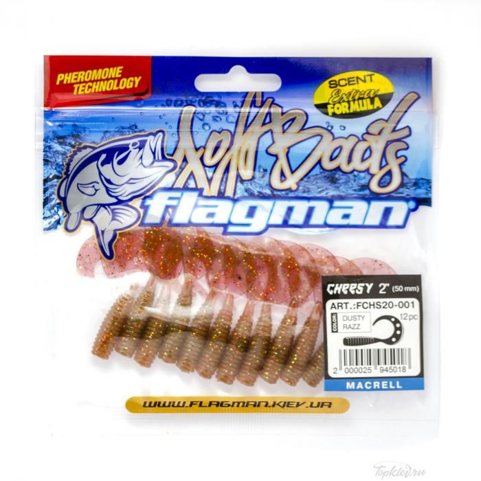 Мягкая приманка Flagman твистер Cheesy 2" dusty razz 12pc macrell