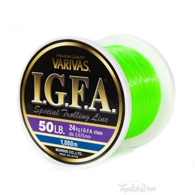 Леска троллинговая Varivas IGFA Trolling Line, 1000m, GREEN, 80lbs