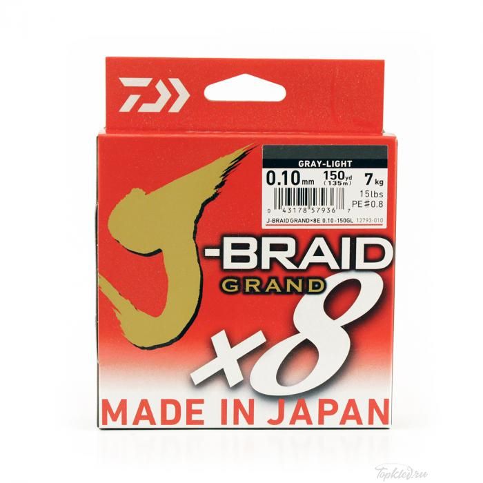 Шнур плетеный Daiwa J-BRAID GRAND X8 0.10MM-135m GRAY-LIGHT