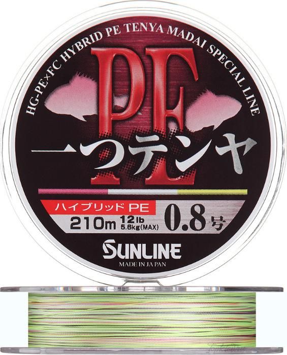 Шнур плетёный PE Sunline - HITOTSU TENYA PE 210м #0.8 multicolor 5,6кг.