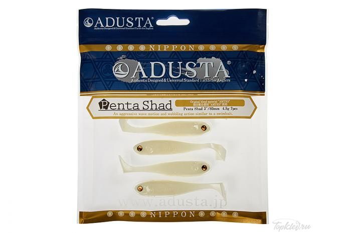 Приманка Adusta Penta shad 3" #001 White Glow