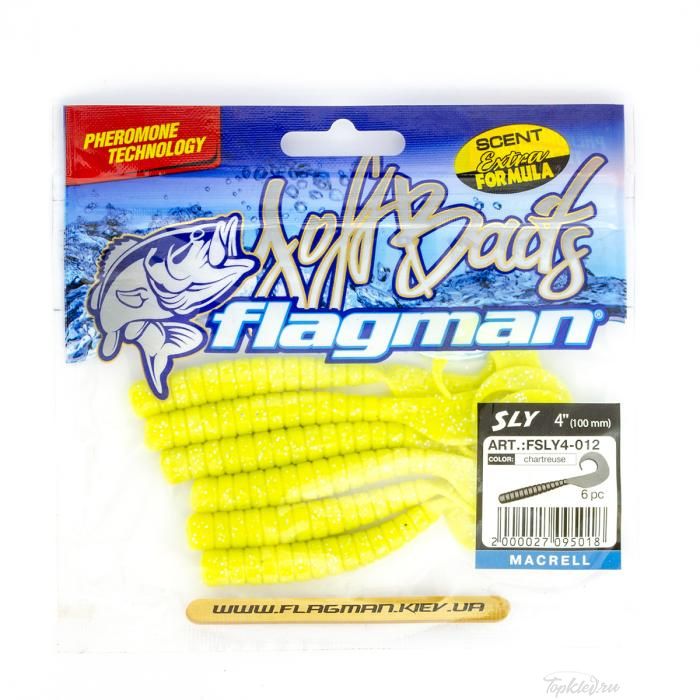 Мягкая приманка Flagman виброхвост Sly 4" chartreuse 6pc macrell