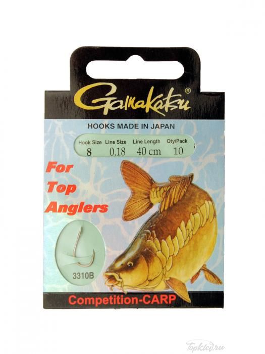 Крючок с поводком Gamakatsu BKS-3310B Carp 40см Comp №8 d поводка 0,18 (10шт.)