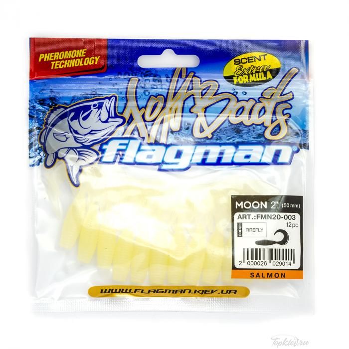 Мягкая приманка Flagman твистер Moon 2" firefly 12pc salmon