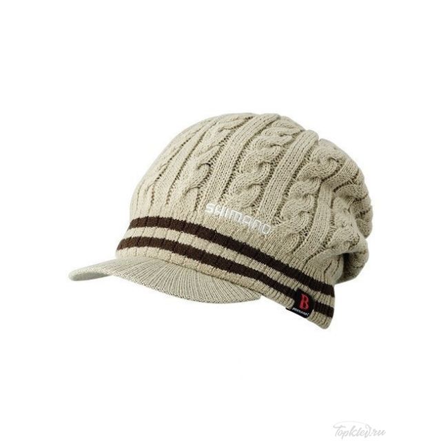 Шапка с козырьком Shimano BREATH HYPER+℃ Knit Cap (with brim) Бежевая reg Size CA-065P