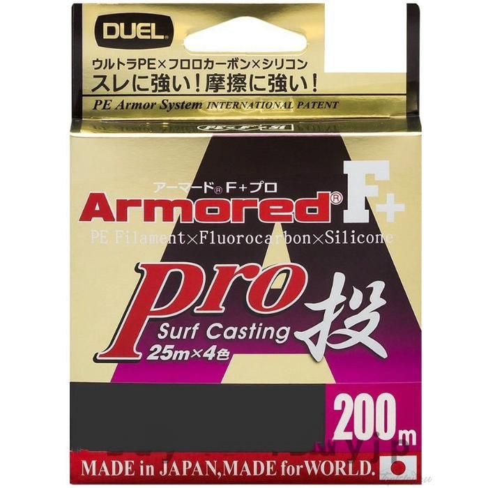 Шнур плетёный PE Duel H4107 ARMORED F+Pro NAGE 200m #0.8 4 color 7.0kg 0.16mm