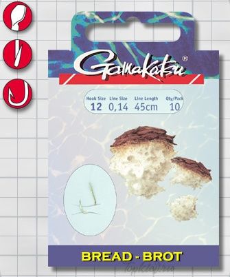 Крючок с поводком Gamakatsu BKS-2210G Bread 45см №14 d поводка 0,12 (10шт.)