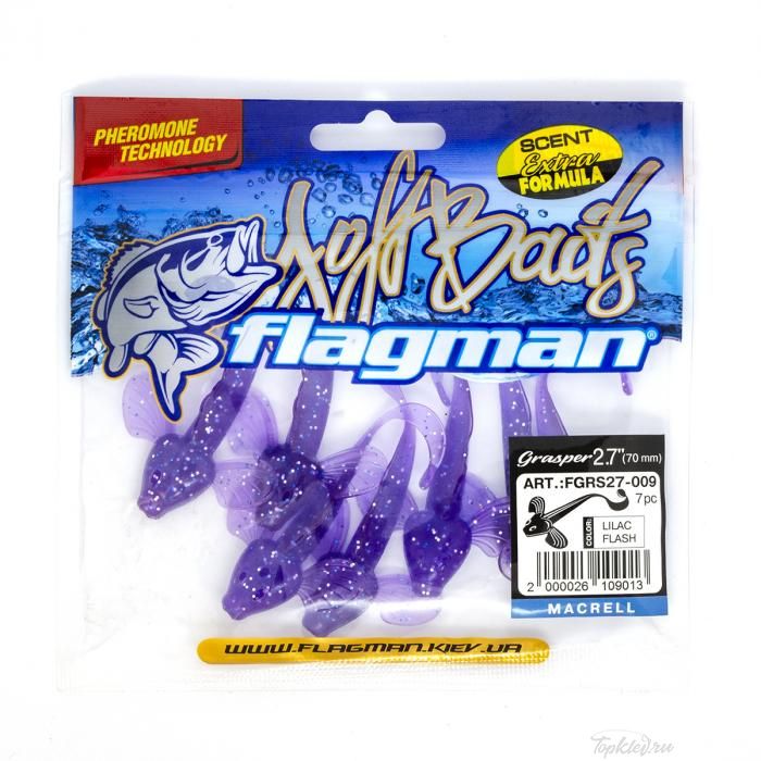 Мягкая приманка Flagman виброхвост Grasper 2,7" lilac flash 7pc macrell