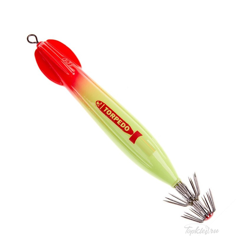 Кальмарница Asari Torpedo 100гр #01 Red Head-Green Lumo