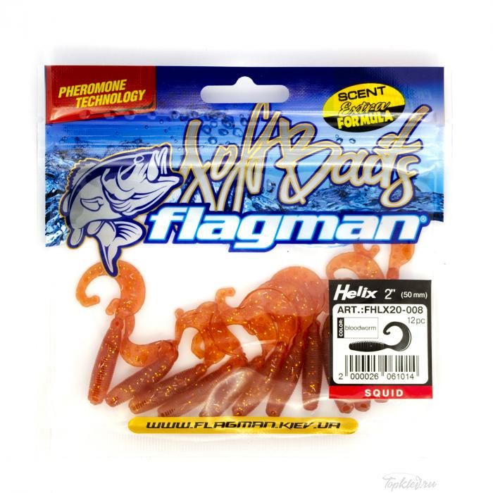 Мягкая приманка Flagman твистер Helix 2" bloodworm 12pc squid