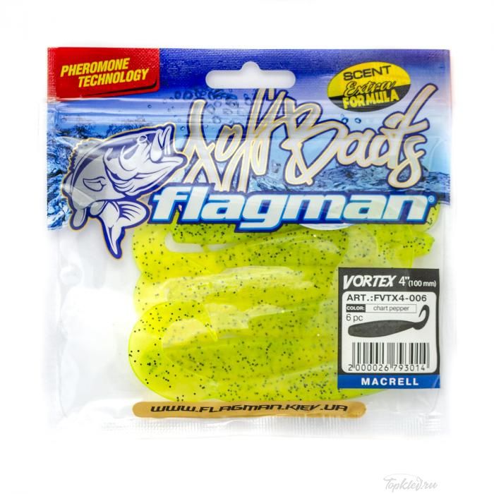 Мягкая приманка Flagman Vortex 4" chart pepper 6pc macrell