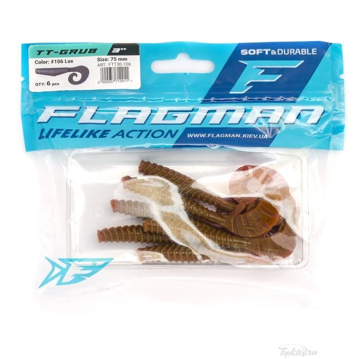 Мягкая приманка Flagman виброхвост TT-Grub 3.0'' #106 Lox