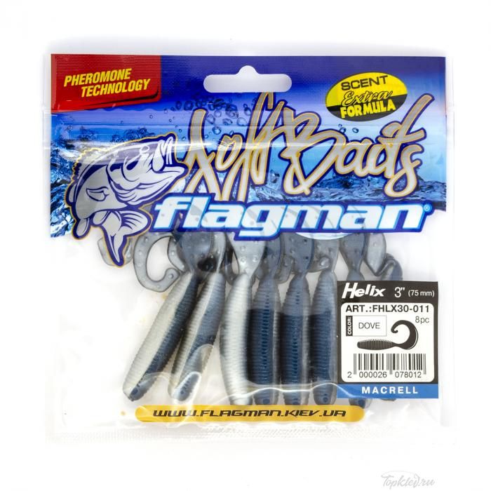 Мягкая приманка Flagman твистер Helix 3" dove 8pc macrell