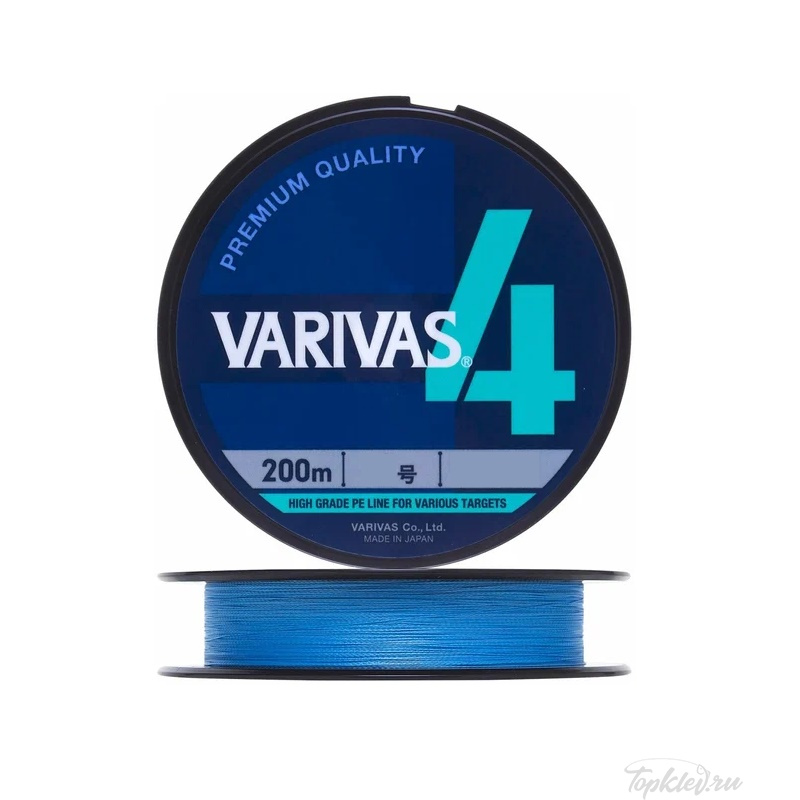 Шнур плетеный Varivas PE 4X #1.2 (200 м, 0.185 мм, 9.51 кг) #Blue