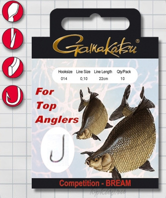 Крючок с поводком Gamakatsu BKS-1100B Bream 22см Comp №12 d поводка 0,12 (10шт.)