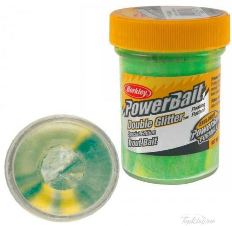 Паста форелевая Berkley PowerBait Double Glitter Twist Green/White Lemon Yellow 50gr