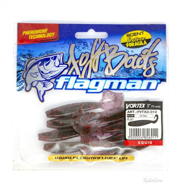Мягкая приманка Flagman Vortex 3" UV lilac 8pc squid