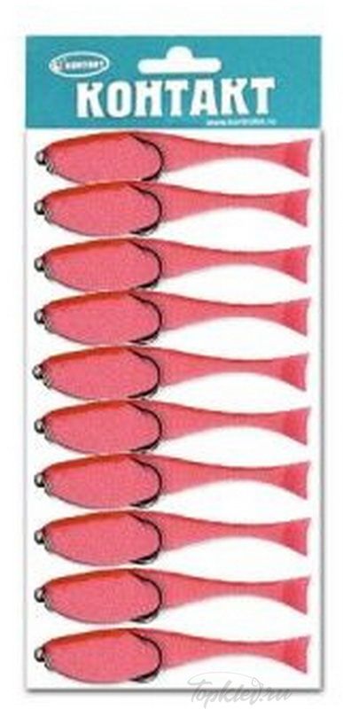Рыбка поролоновая Контакт 6см на двойнике красная (10шт)