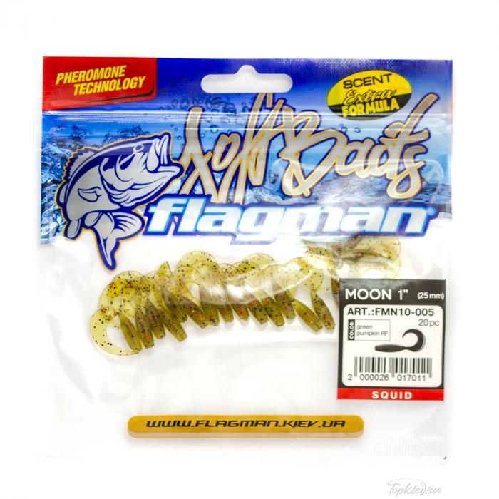 Мягкая приманка Flagman твистер Moon 1" green pumpkin 20pc squid