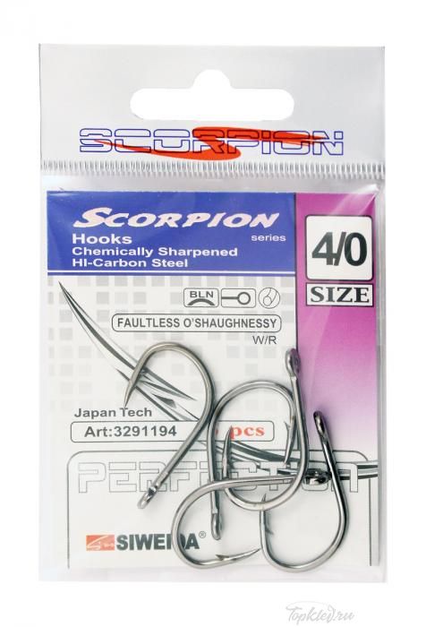 Крючок Siweida "SCORPION" FAULTLESS O'SHAUGHNESSY №4/0 BLN W/R (5шт.)