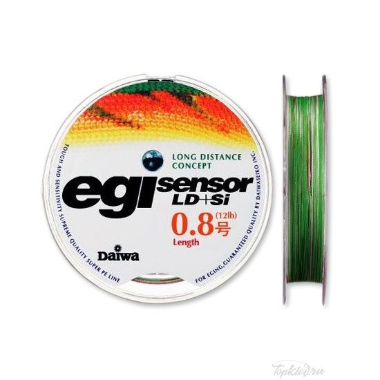 Шнур плетёный PE Daiwa - EGI LD+SI 180м #0.8 multicolor 5,8кг.