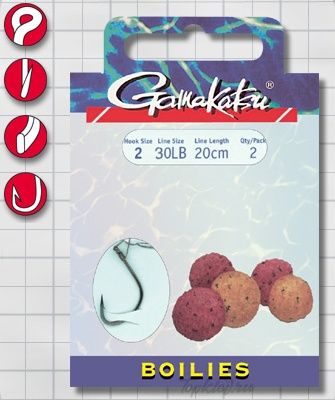 Крючок с поводком Gamakatsu BKS-3513F Boile 20см №4 d поводка 30LB (2шт.)