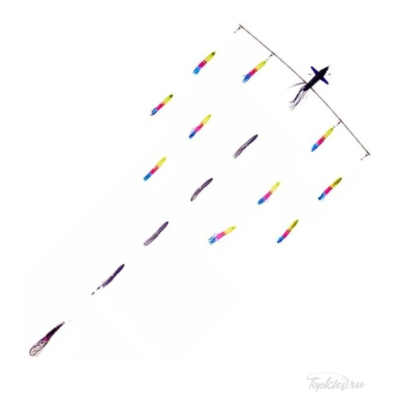 Оснастка Higashi 36 Left Direction Flock fish 6 Squid 540гр #Combo 2 (Purple/Rainbow)
