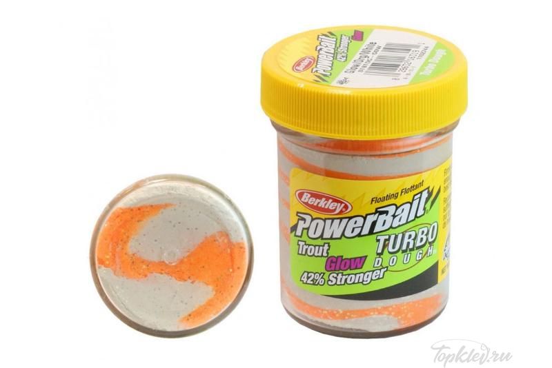 Паста форелевая Berkley PowerBait Select Glitter TURBO Glow Orange/White Glow 50gr
