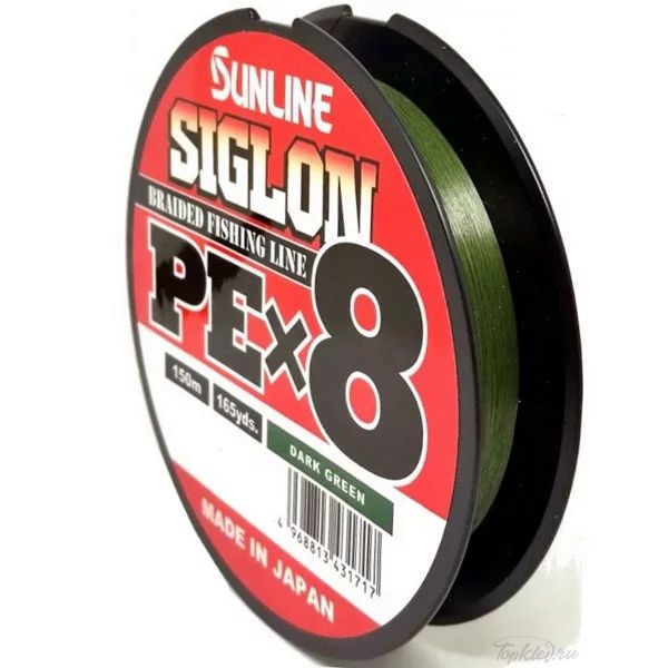 Шнур плетеный Sunline SIGLON PE×8 150M (Dark Green) #0.8/12LB 0,153mm 6,0kg