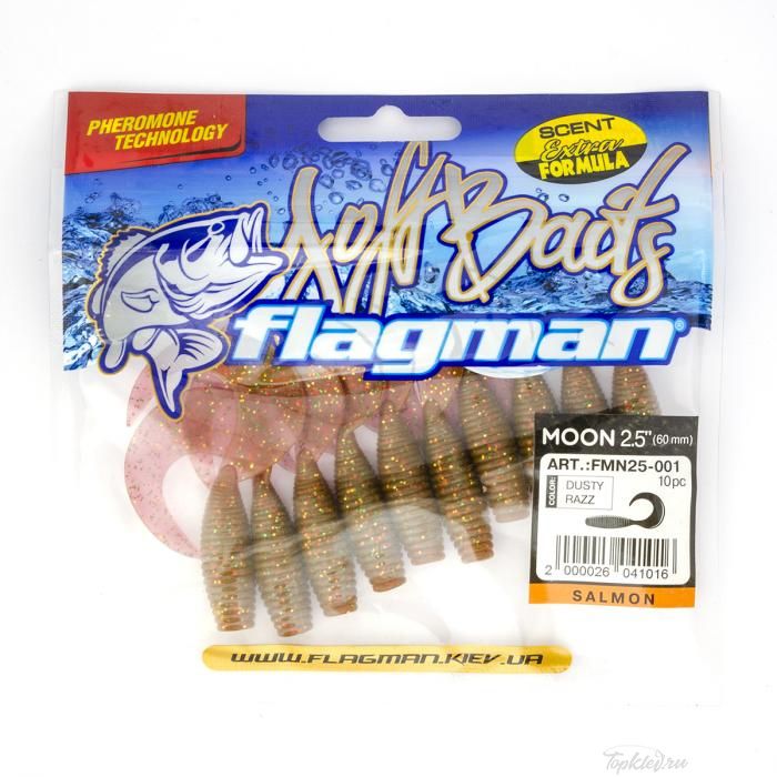 Мягкая приманка Flagman твистер Moon 2,5" dusty razz 10pc salmon