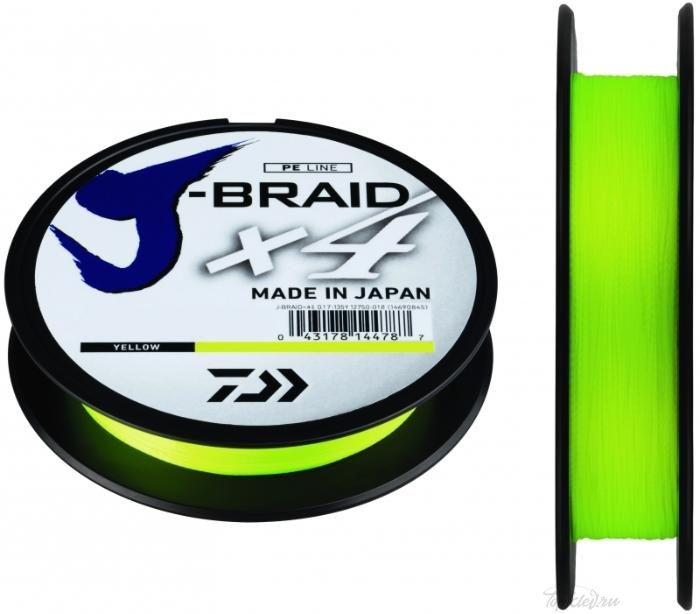 Шнур плетеный Daiwa J-Braid X4 0,13мм 270 (желтая)