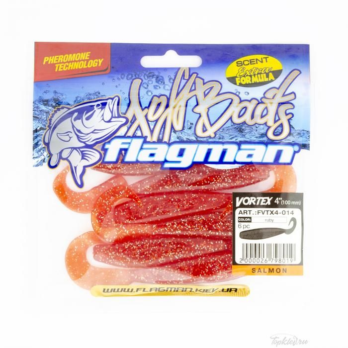 Мягкая приманка Flagman Vortex 4" ruby 6pc salmon