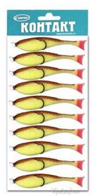 Рыбка поролоновая Контакт 6см на двойнике желто-корич. (10шт)