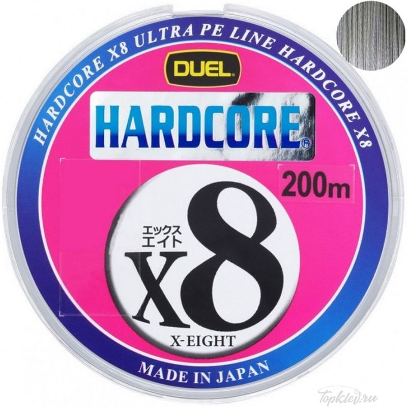 Шнур плетеный Duel PE Hardcore X8 200m Silver #1.0 (0.171mm) 9.0kg