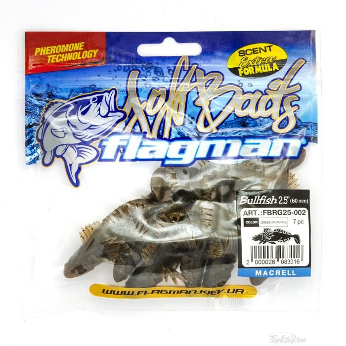 Мягкая приманка Flagman виброхвост Bullfish 2,5" green pumpkin 7pc macrell