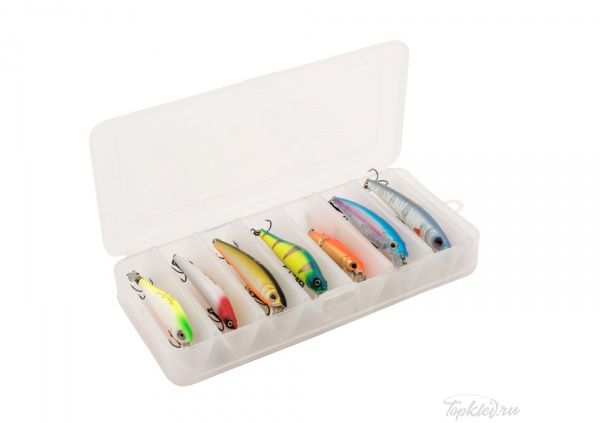 Коробочка Три Кита ВБ-1 2-х сторонняя для воблеров и балансиров (7+7 отд.) (190*85*35мм) белая