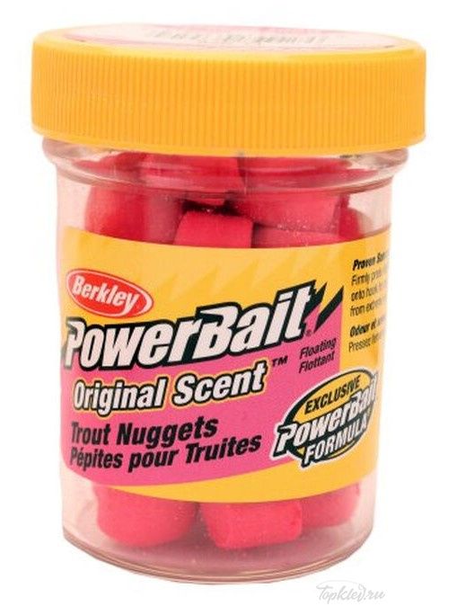 Насадка форелевая "Berkley" Power Nuggets 30gr Original Scent Fluorescent Red (флуоресцентный крас)