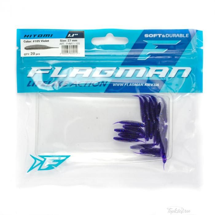Мягкая приманка Flagman виброхвост Hitomi 1,1" #105 Violet