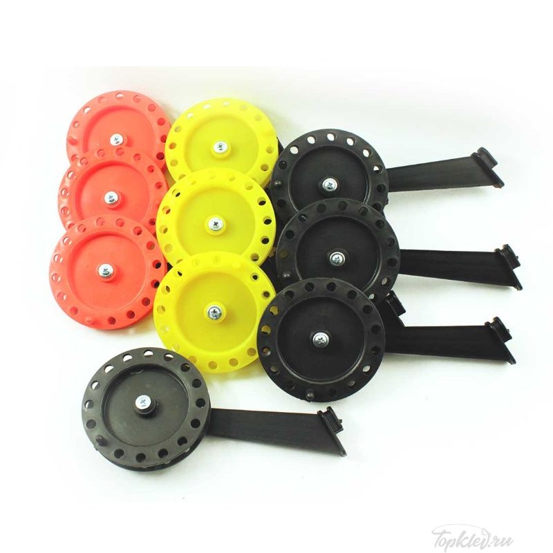 Жерлица Три кита зимняя круглая с угловой стойкой (с черными катушками d.85) в сумке (10шт)